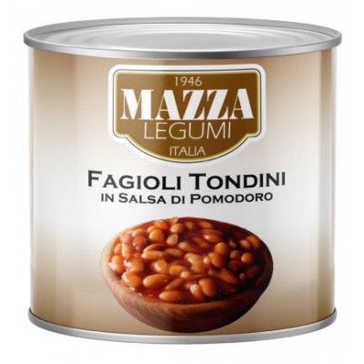 Pupelės keptos pom.padaže MAZZA Italija, 2,5 kg / 1,5 kg